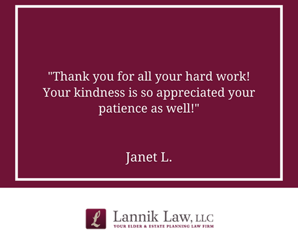 Note of appreciation from client Janet L.